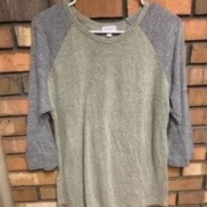 Gray and Green Raglan Sleeve Shirt